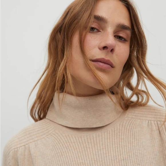 NWT EDITED Malene beige ribbed turtleneck sweater dress EU 42 US 12 - Picture 3 of 6